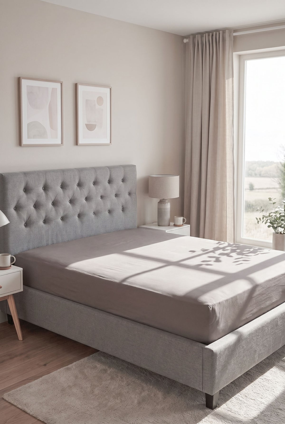 biberna Jersey-Elastic Spannbetttuch – Silber/Grau im Schlafzimmer
