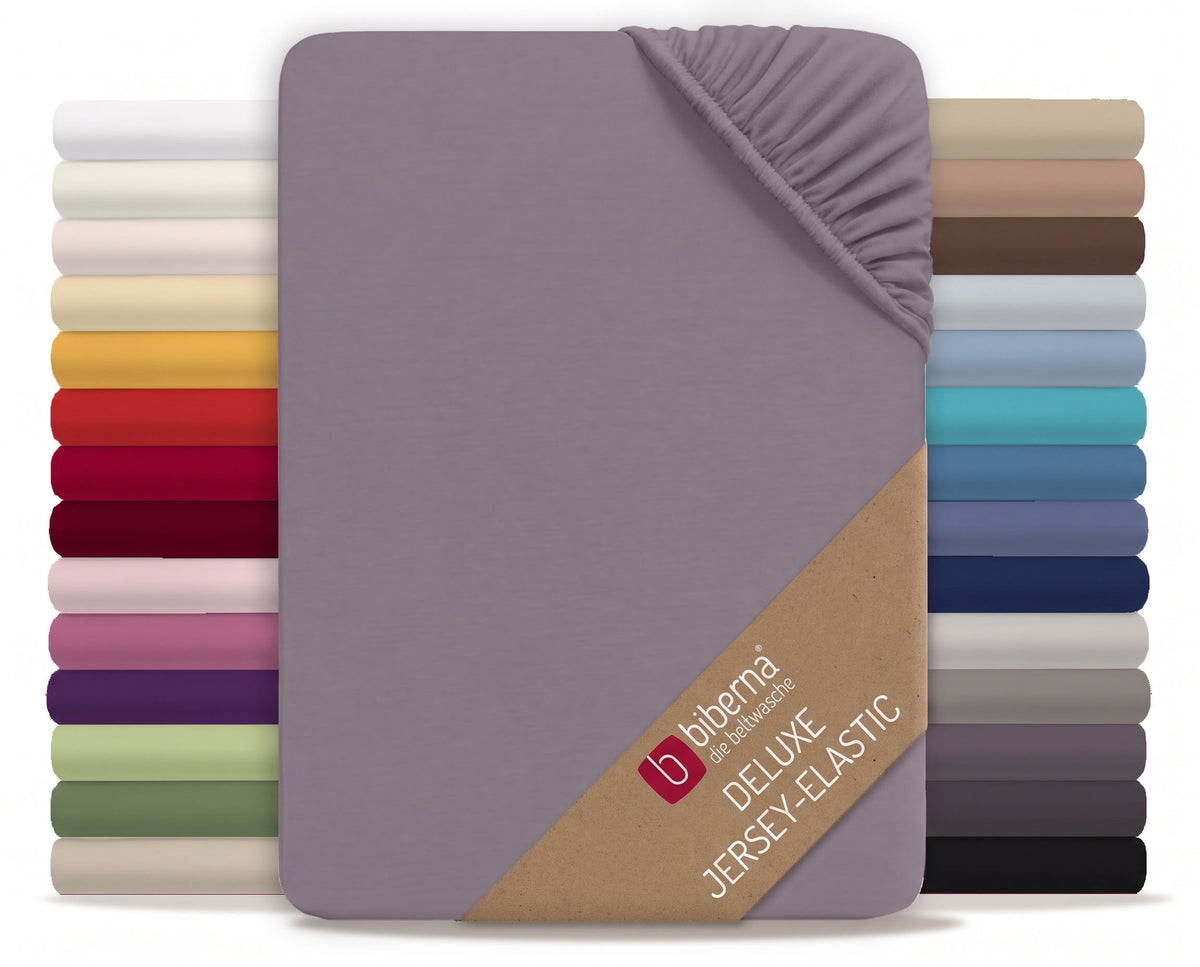 biberna Jersey-Elastic Spannbetttuch – Silber/Grau