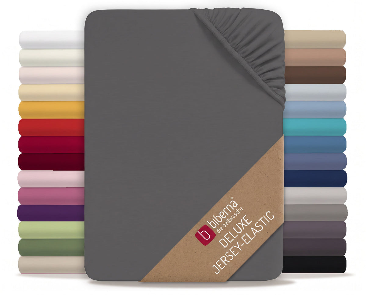 biberna Jersey-Elastic Spannbetttuch – Titanium