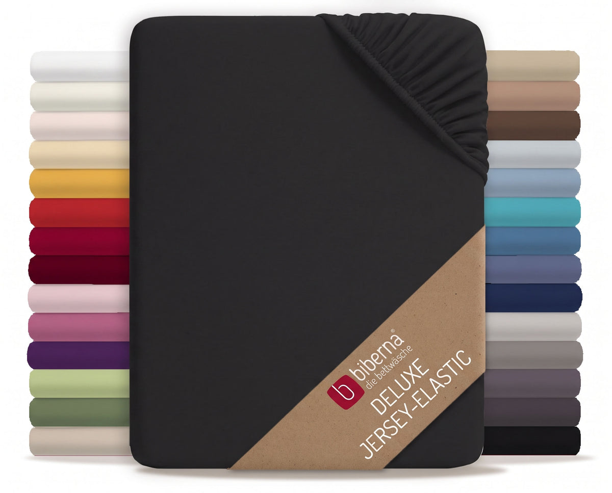 biberna Jersey-Elastic Spannbetttuch – Schwarz