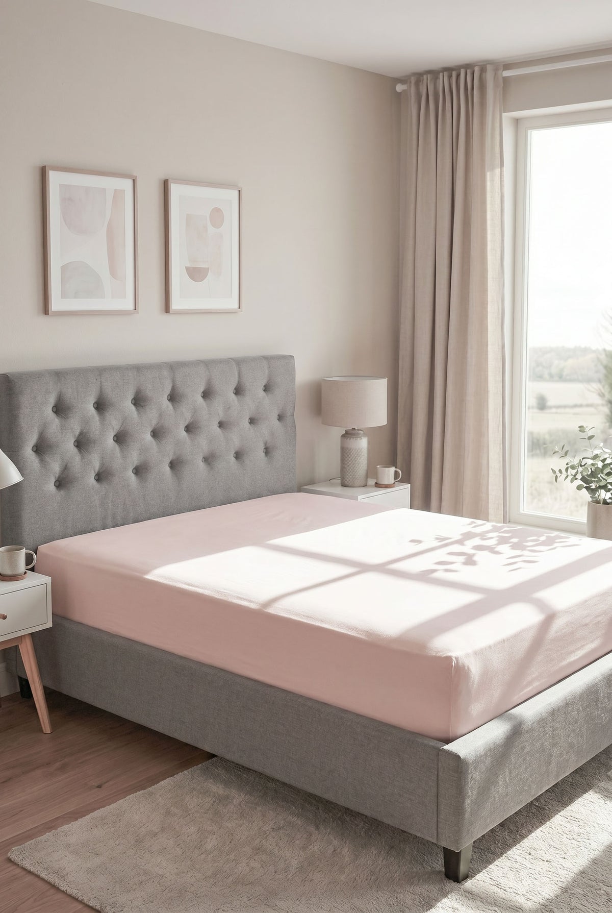 biberna Jersey-Elastic Spannbetttuch – Rose im Schlafzimmer