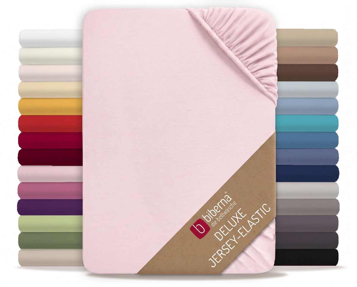biberna Jersey-Elastic Spannbetttuch – Rose