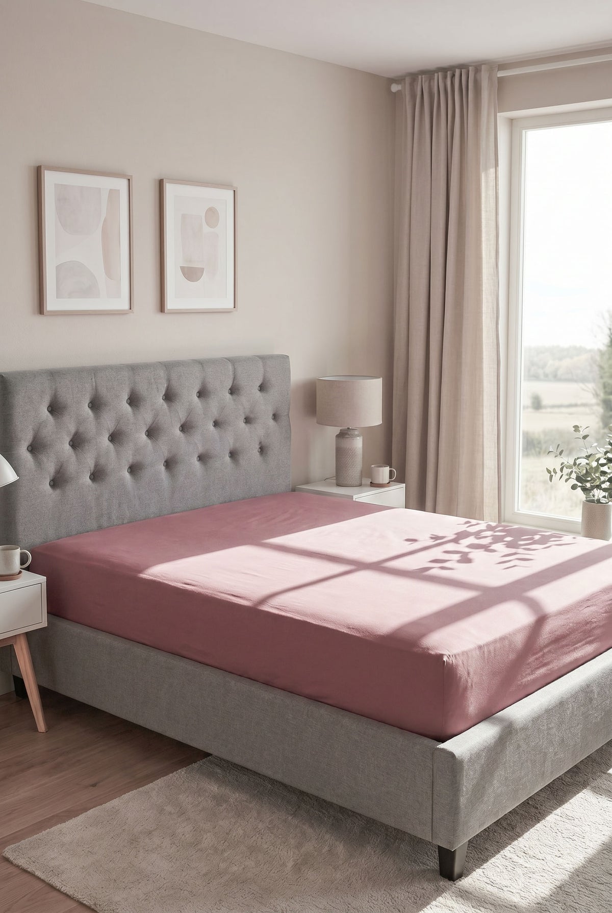 biberna Jersey-Elastic Spannbetttuch – Brombeer im Schlafzimmer