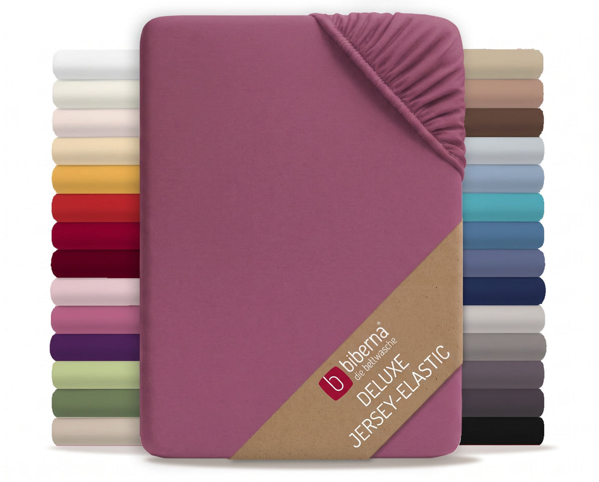 biberna Jersey-Elastic Spannbetttuch – Brombeer