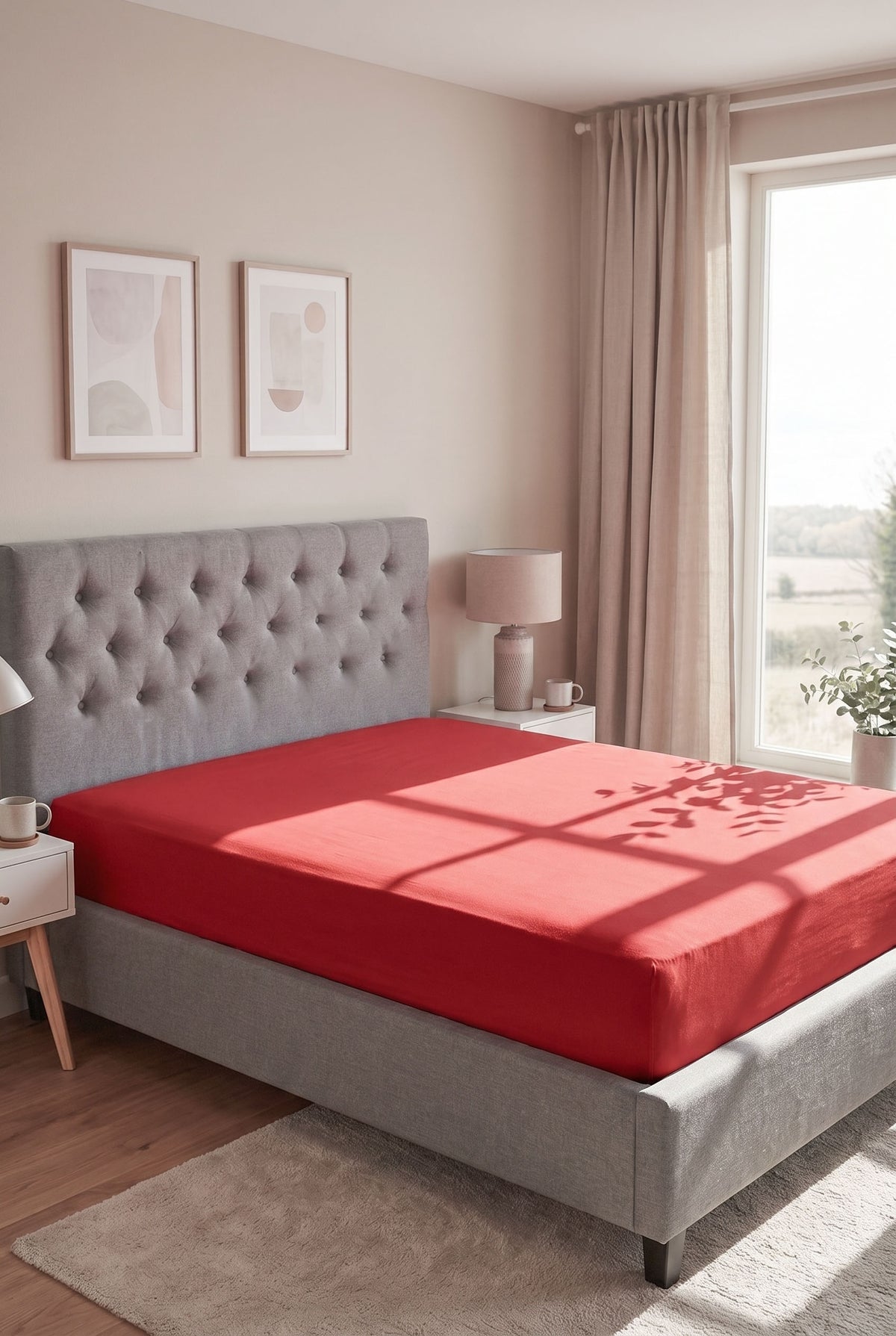 biberna Jersey-Elastic Spannbetttuch – Rot im Schlafzimmer