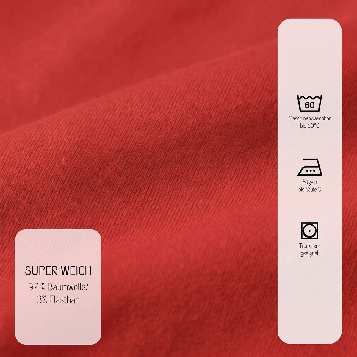 biberna Jersey-Elastic Spannbetttuch – Materialdetail Rot