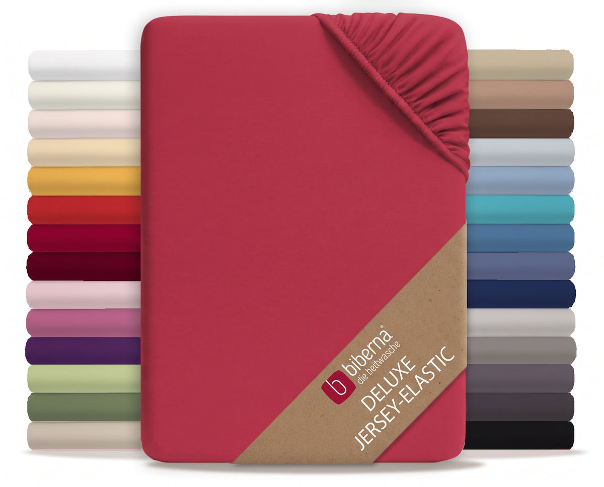 biberna Jersey-Elastic Spannbetttuch – Rubin