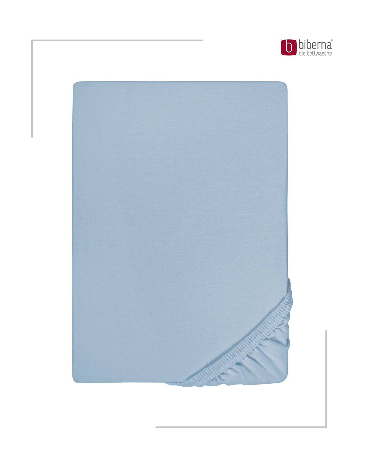 biberna Jersey-Elastic Spannbetttuch – Eisblau, Produktansicht