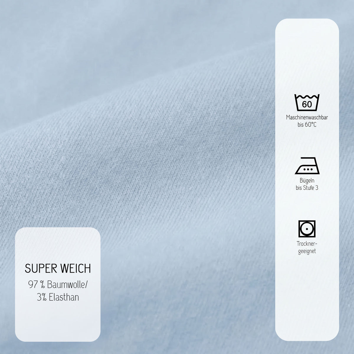 biberna Jersey-Elastic Spannbetttuch – Materialdetail Eisblau