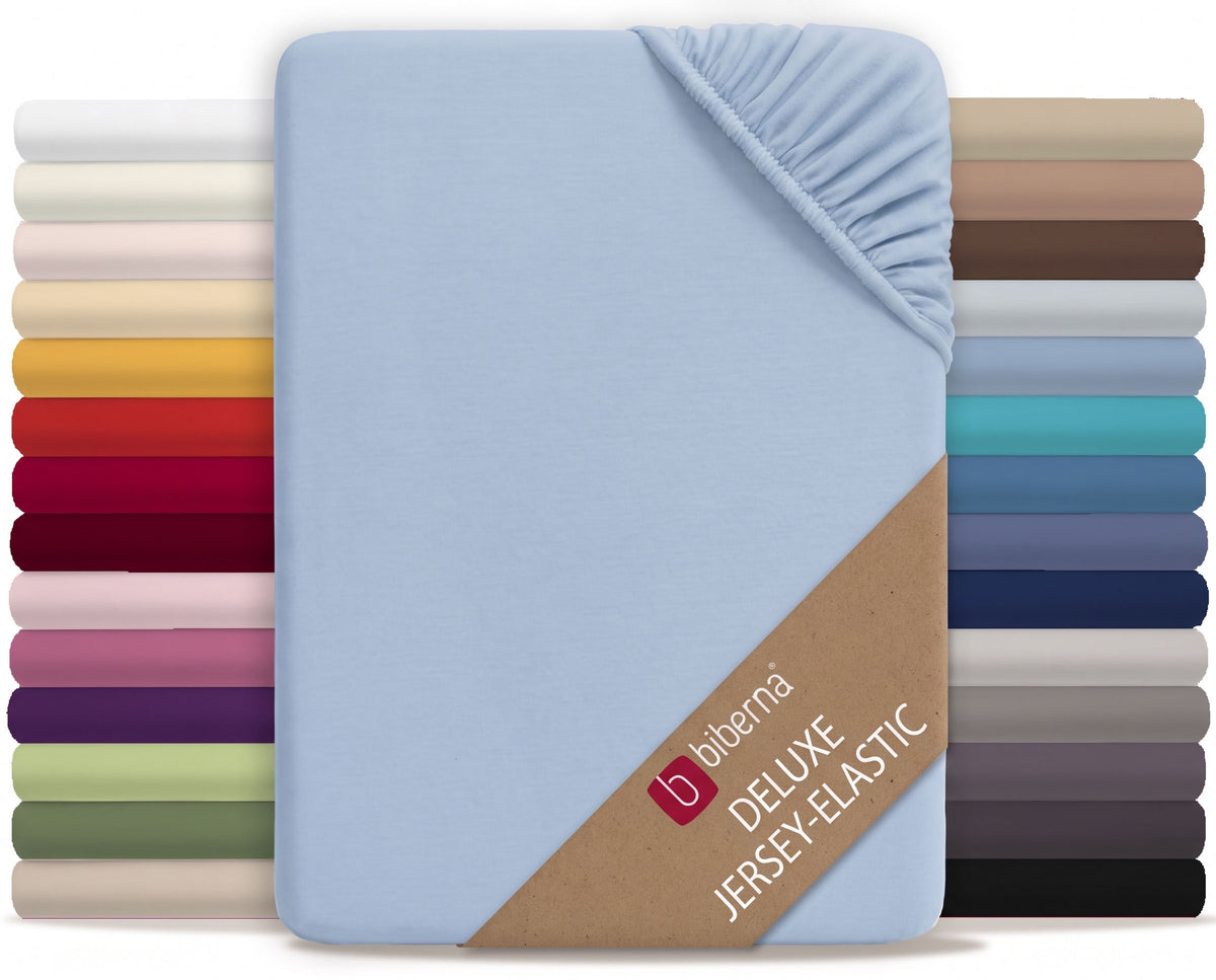 biberna Jersey-Elastic Spannbetttuch – Eisblau