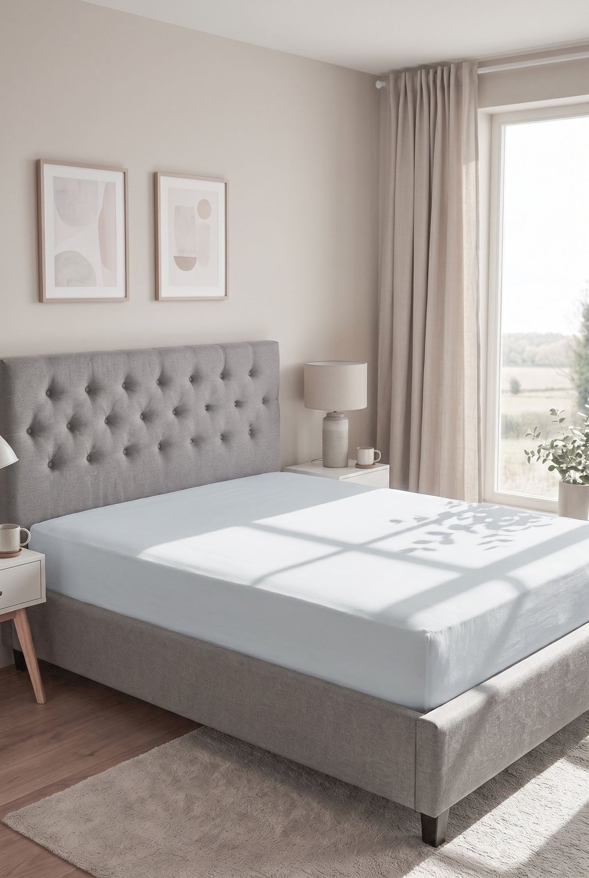 biberna Jersey-Elastic Spannbetttuch – Ciel im Schlafzimmer