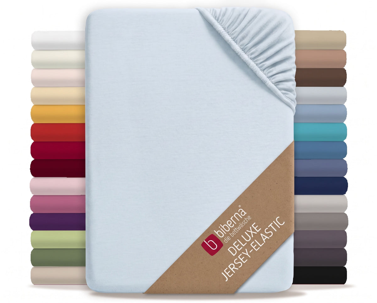 biberna Jersey-Elastic Spannbetttuch – Ciel