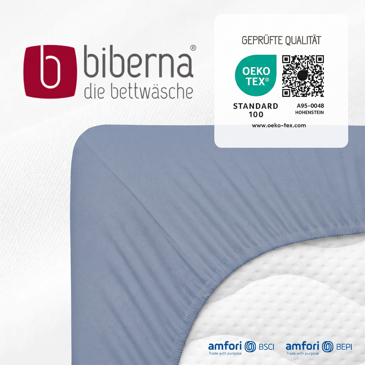 biberna Jersey-Elastic Spannbetttuch – geprüfte Qualität, OEKO-TEX Standard 100