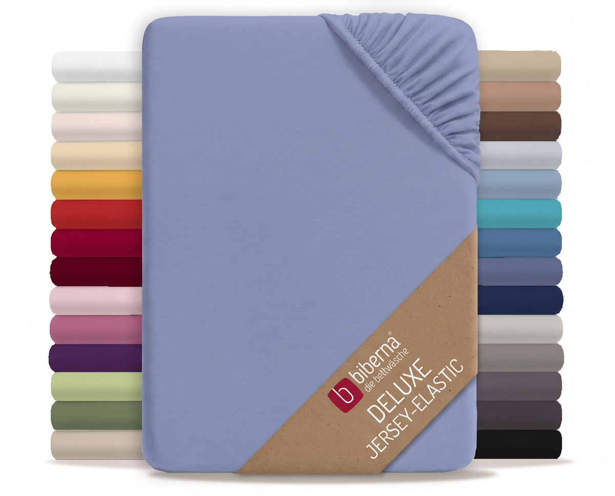 biberna Jersey-Elastic Spannbetttuch – Blau