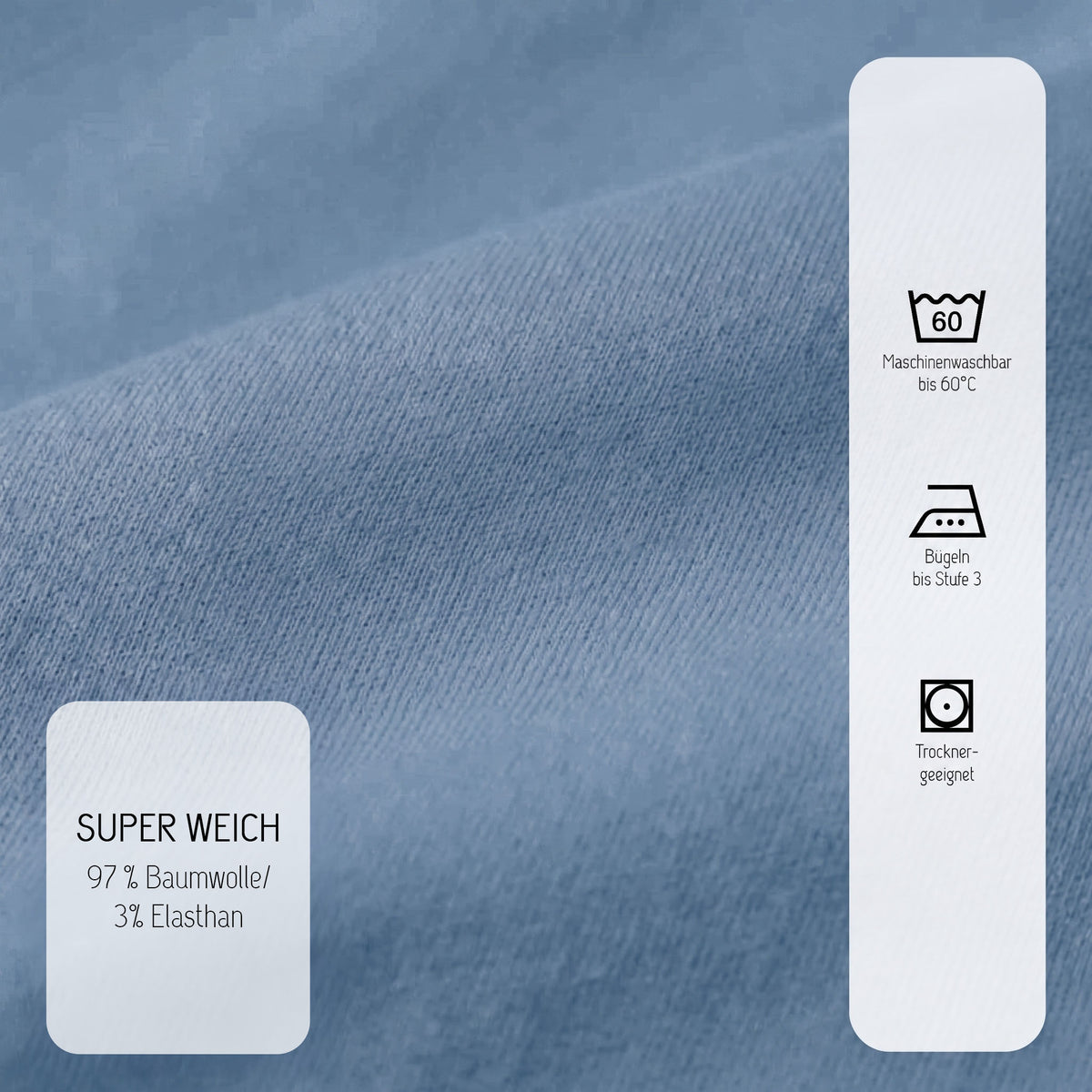 biberna Jersey-Elastic Spannbetttuch – Materialdetail Azurblau