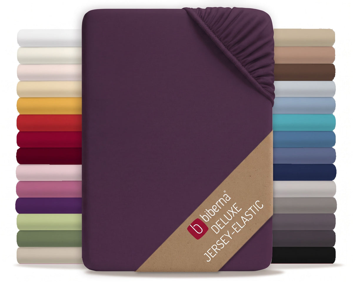 biberna Jersey-Elastic Spannbetttuch – Dunkel Violett
