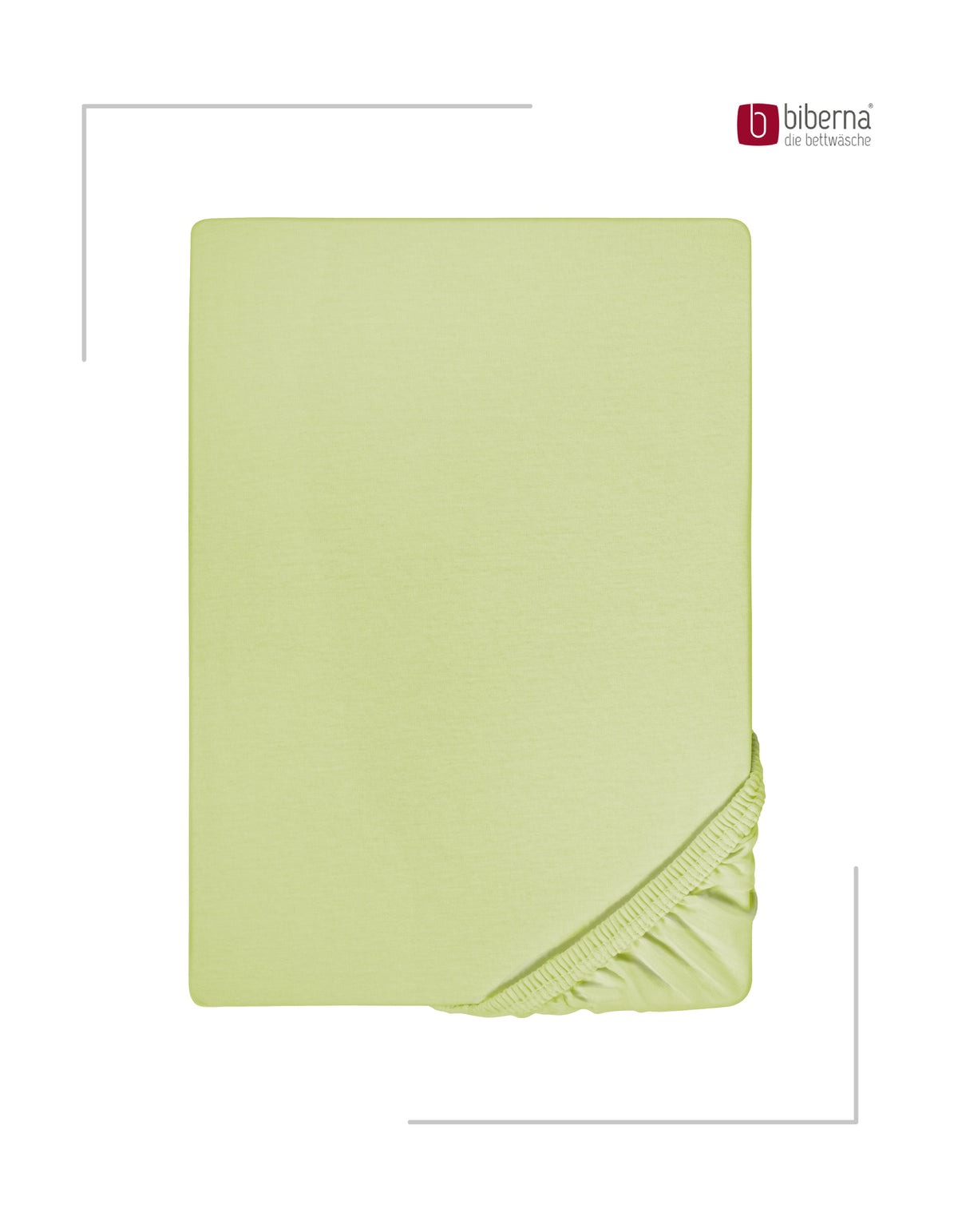 biberna Jersey-Elastic Spannbetttuch – Pistaziengrün, Produktansicht