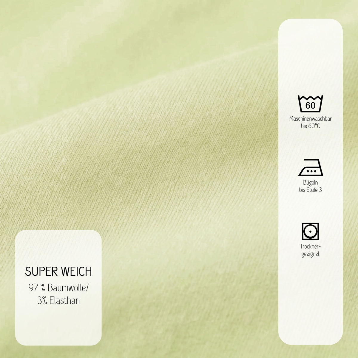 biberna Jersey-Elastic Spannbetttuch – Materialdetail Pistaziengrün