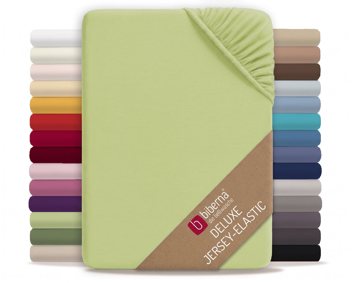 biberna Jersey-Elastic Spannbetttuch – Pistaziengrün