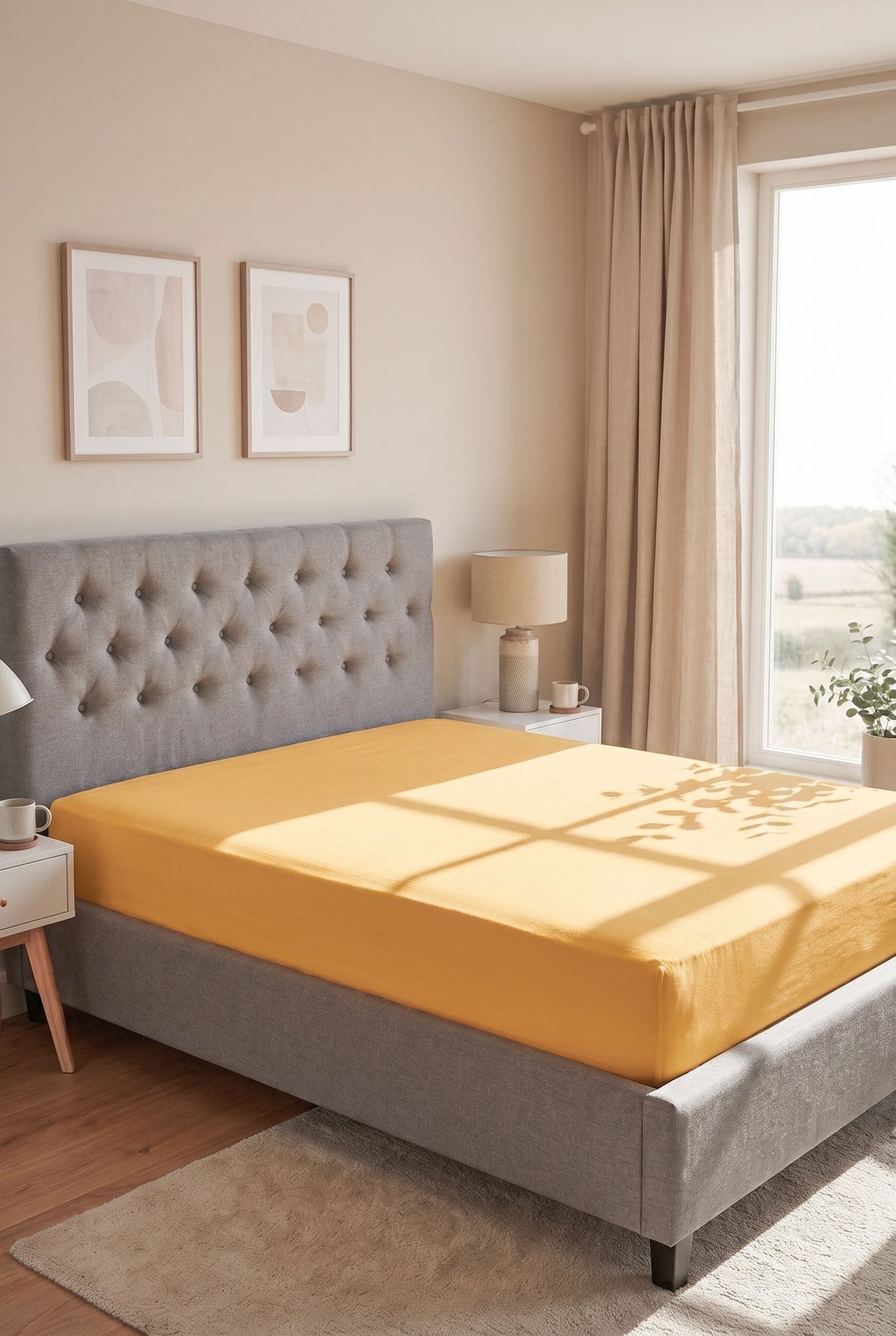 biberna Jersey-Elastic Spannbetttuch – Honig im Schlafzimmer
