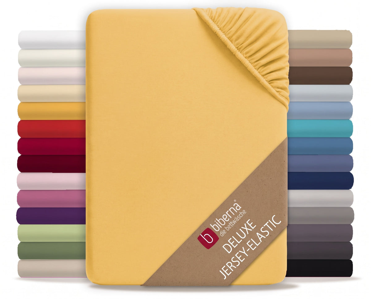 biberna Jersey-Elastic Spannbetttuch – Honig