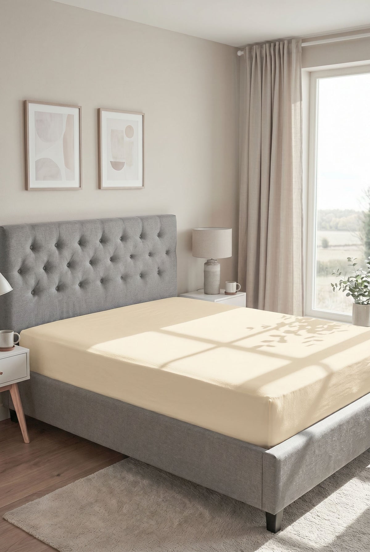 biberna Jersey-Elastic Spannbetttuch – Gelb im Schlafzimmer