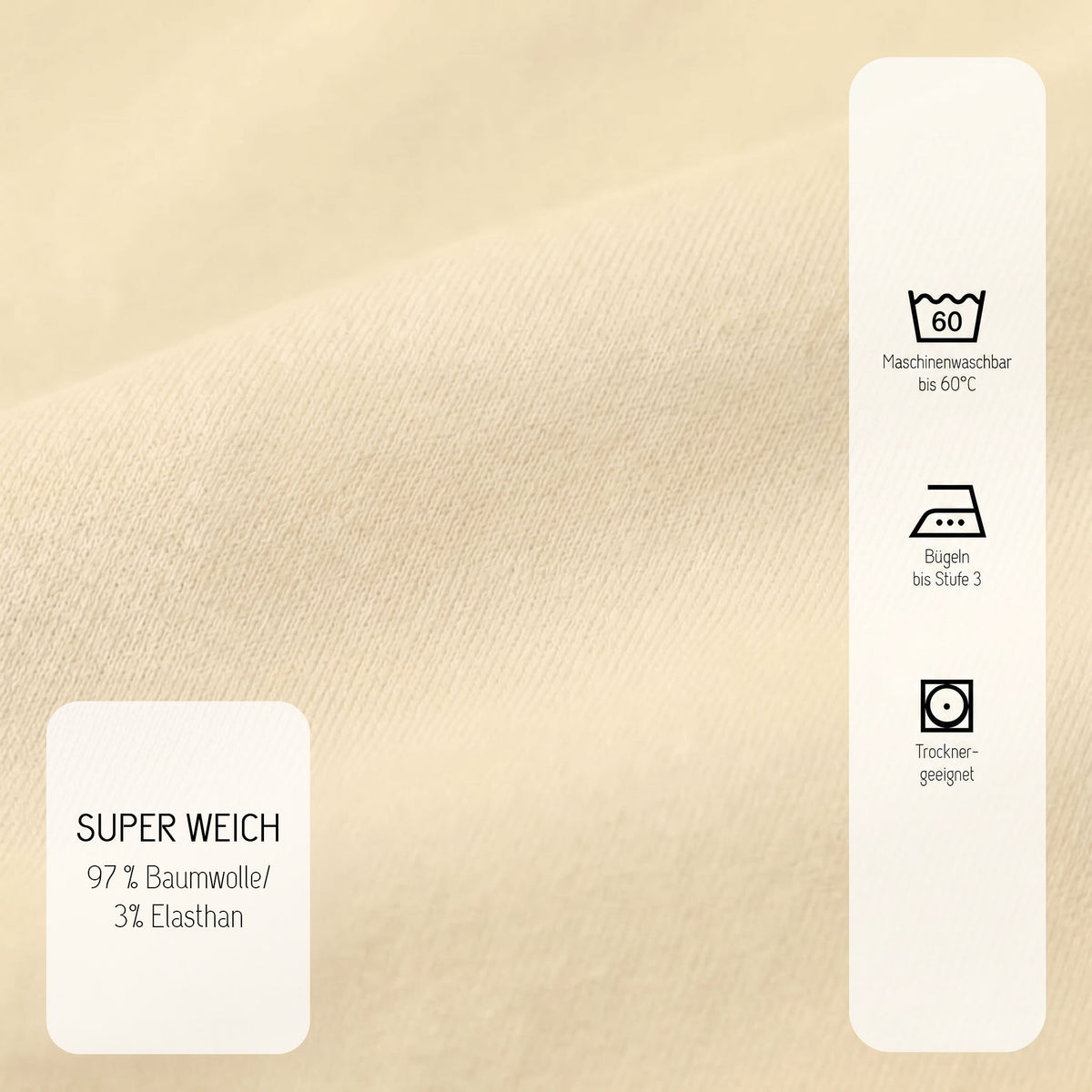 biberna Jersey-Elastic Spannbetttuch – Materialdetail Gelb