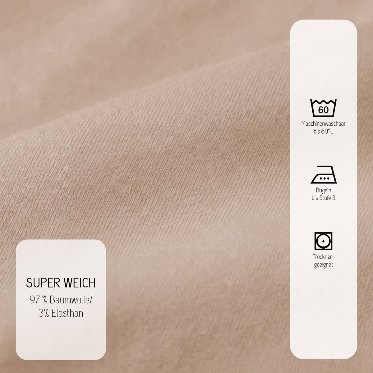 biberna Jersey-Elastic Spannbetttuch – Materialdetail Macchiato