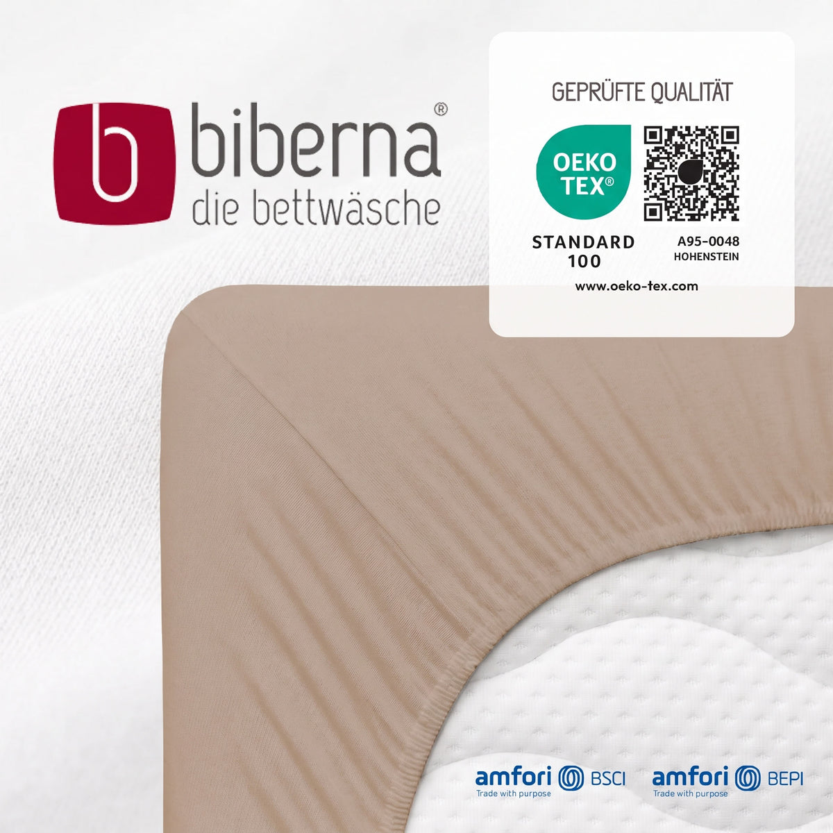 biberna Jersey-Elastic Spannbetttuch – geprüfte Qualität, OEKO-TEX Standard 100