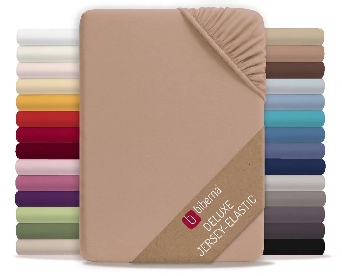 biberna Jersey-Elastic Spannbetttuch – Macchiato