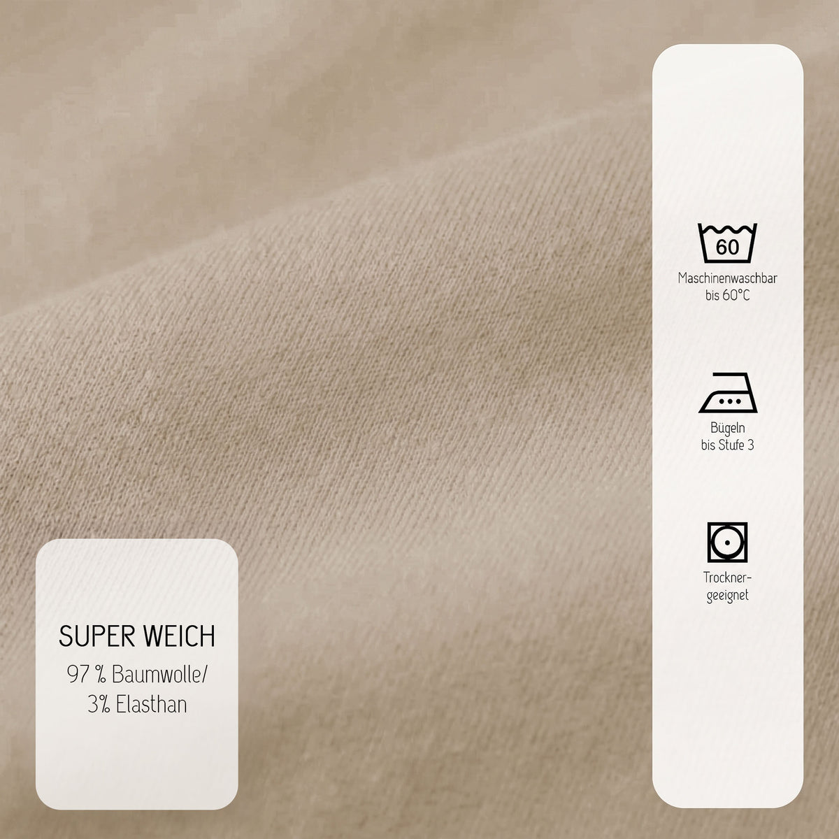 biberna Jersey-Elastic Spannbetttuch – Materialdetail Taupe