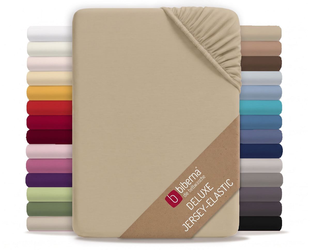 biberna Jersey-Elastic Spannbetttuch – Taupe