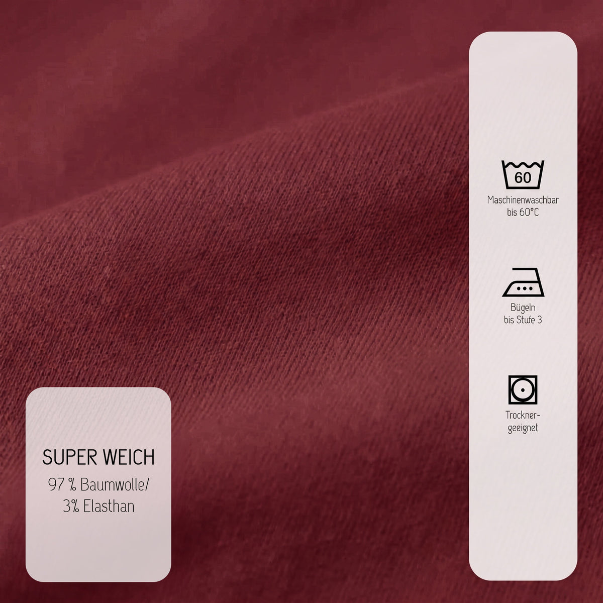 biberna Jersey-Elastic Spannbetttuch – Materialdetail Burgund