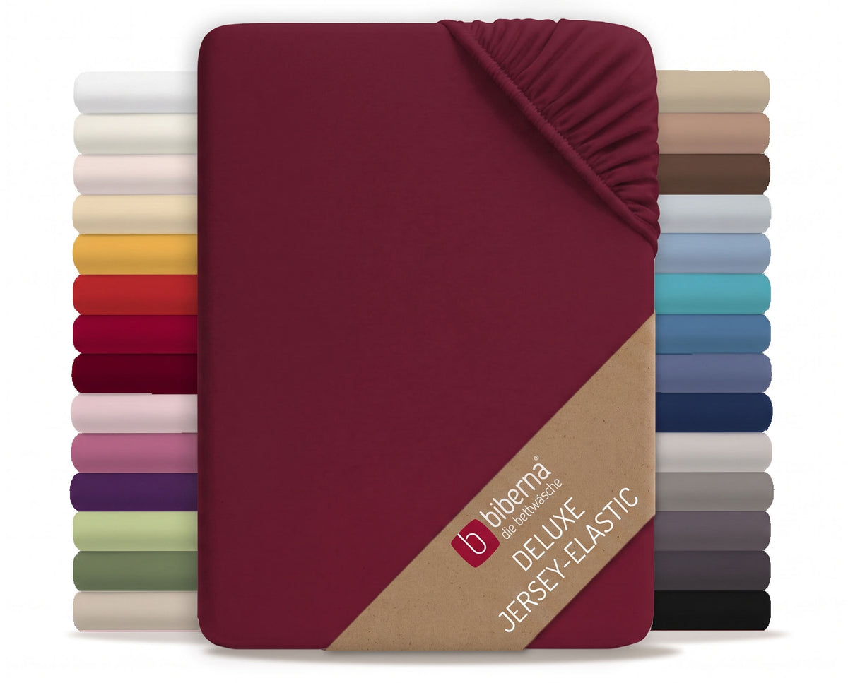 biberna Jersey-Elastic Spannbetttuch – Burgund