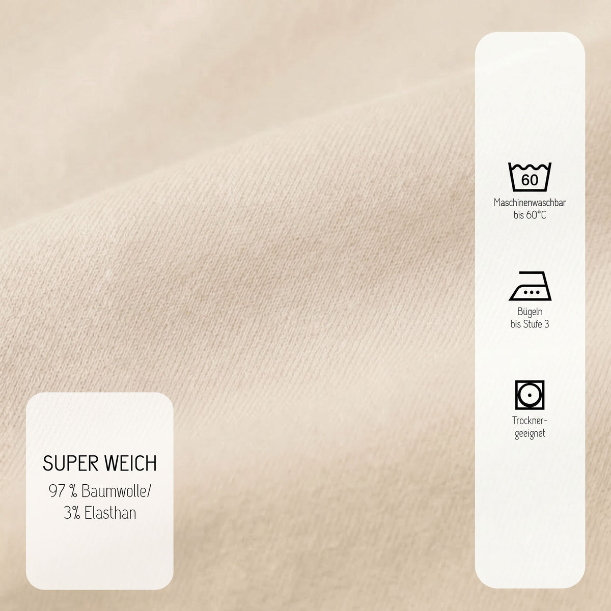 biberna Jersey-Elastic Spannbetttuch – Materialdetail Kitt