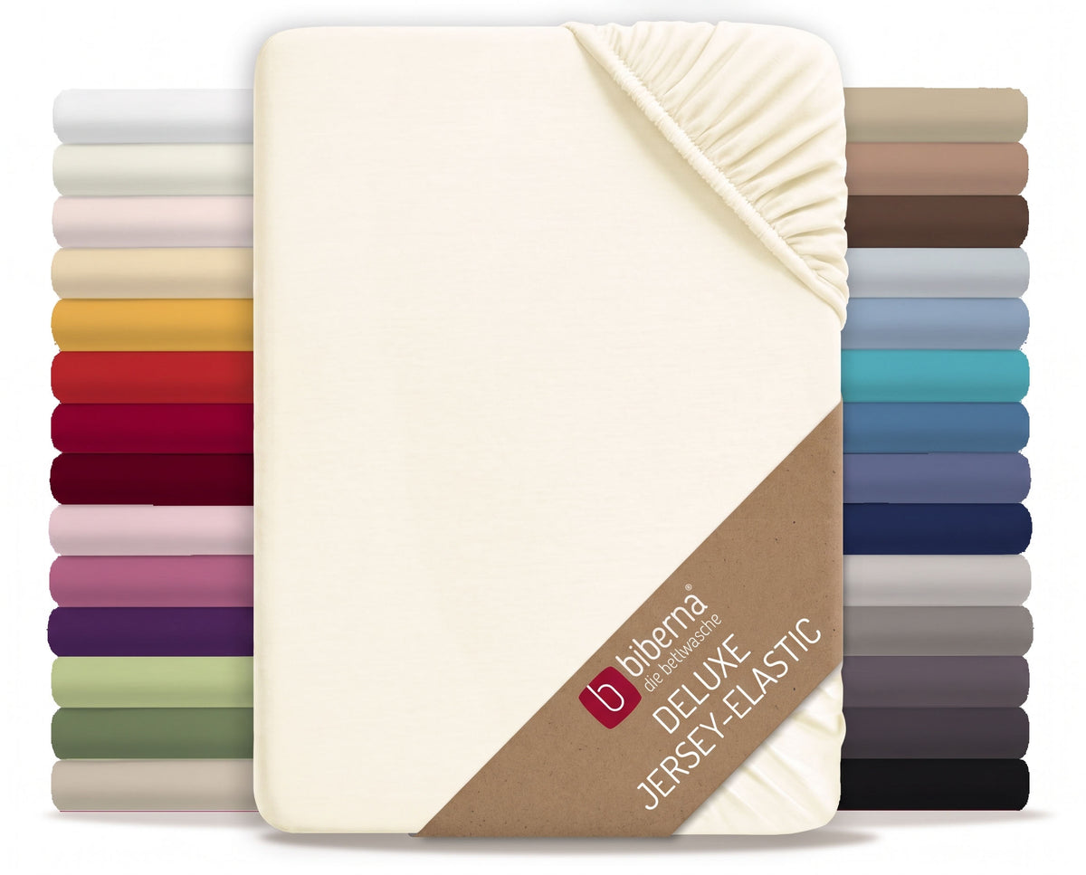 biberna Jersey-Elastic Spannbetttuch – Perlmutt