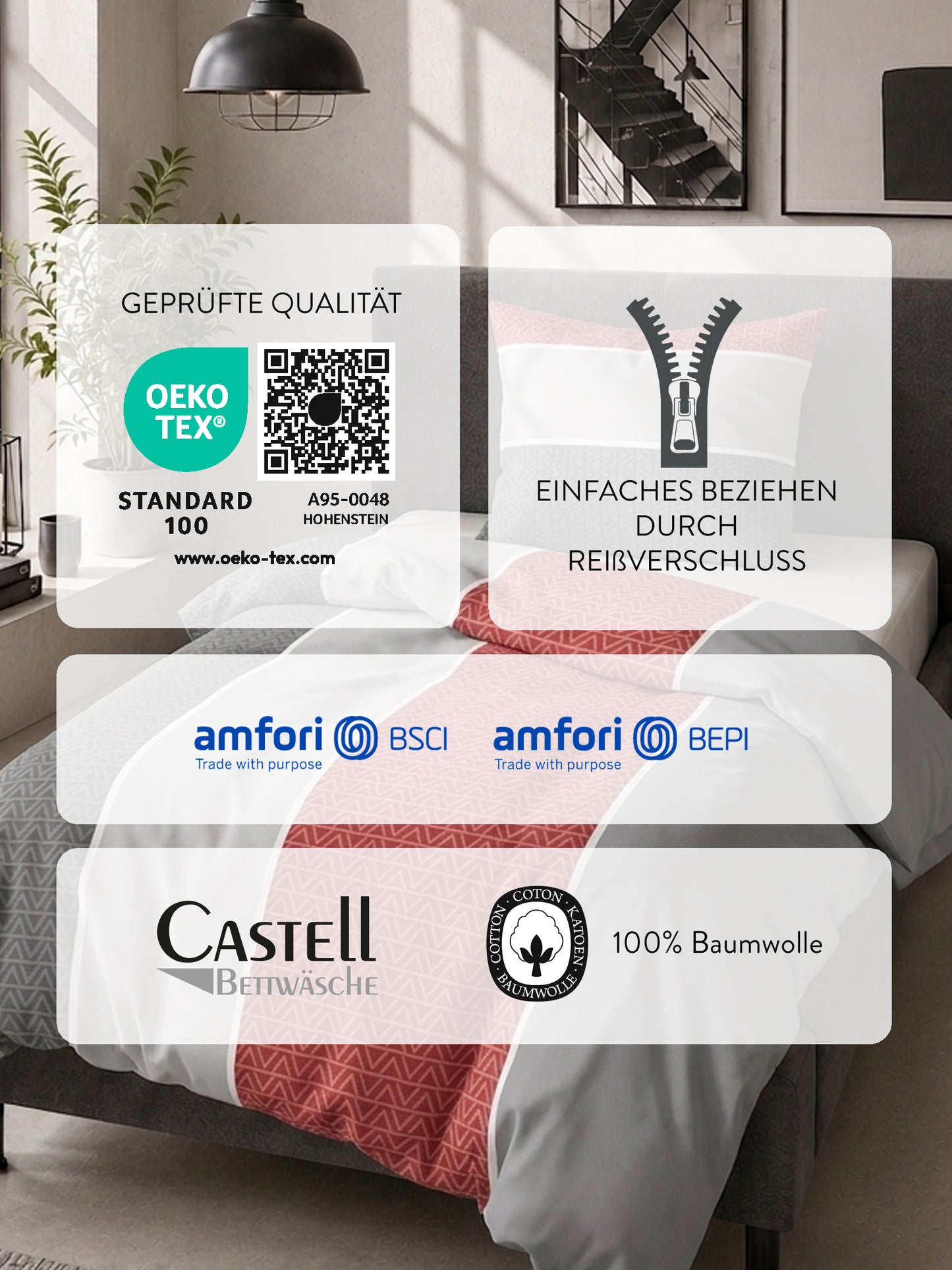Castell Baumwoll Edelflanell Bettwäsche Chili – Produktdetail