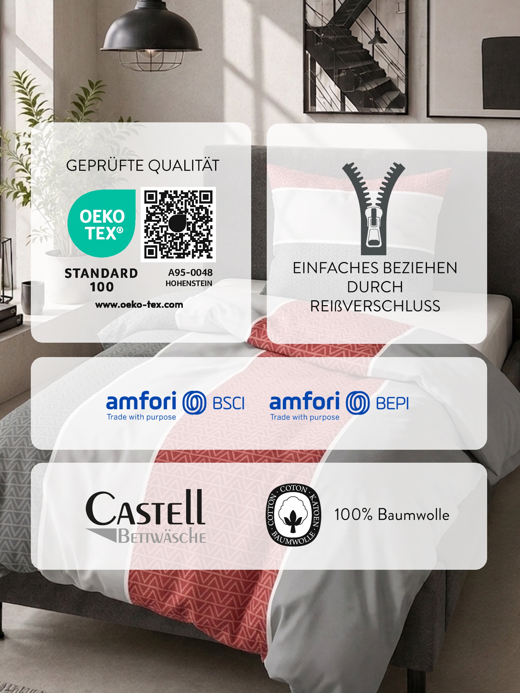 Castell Baumwoll Edelflanell Bettwäsche Chili – Produktdetail