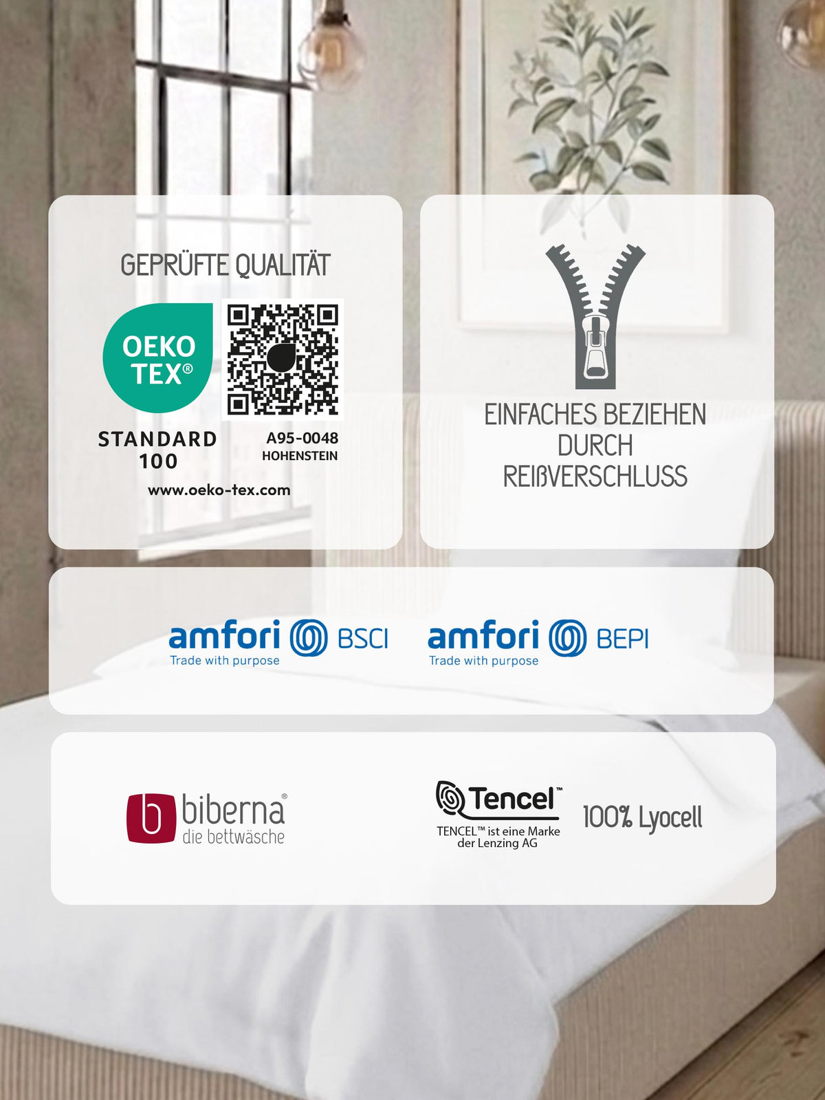 biberna Tencel Bettwäsche Weiss – Produktdetail