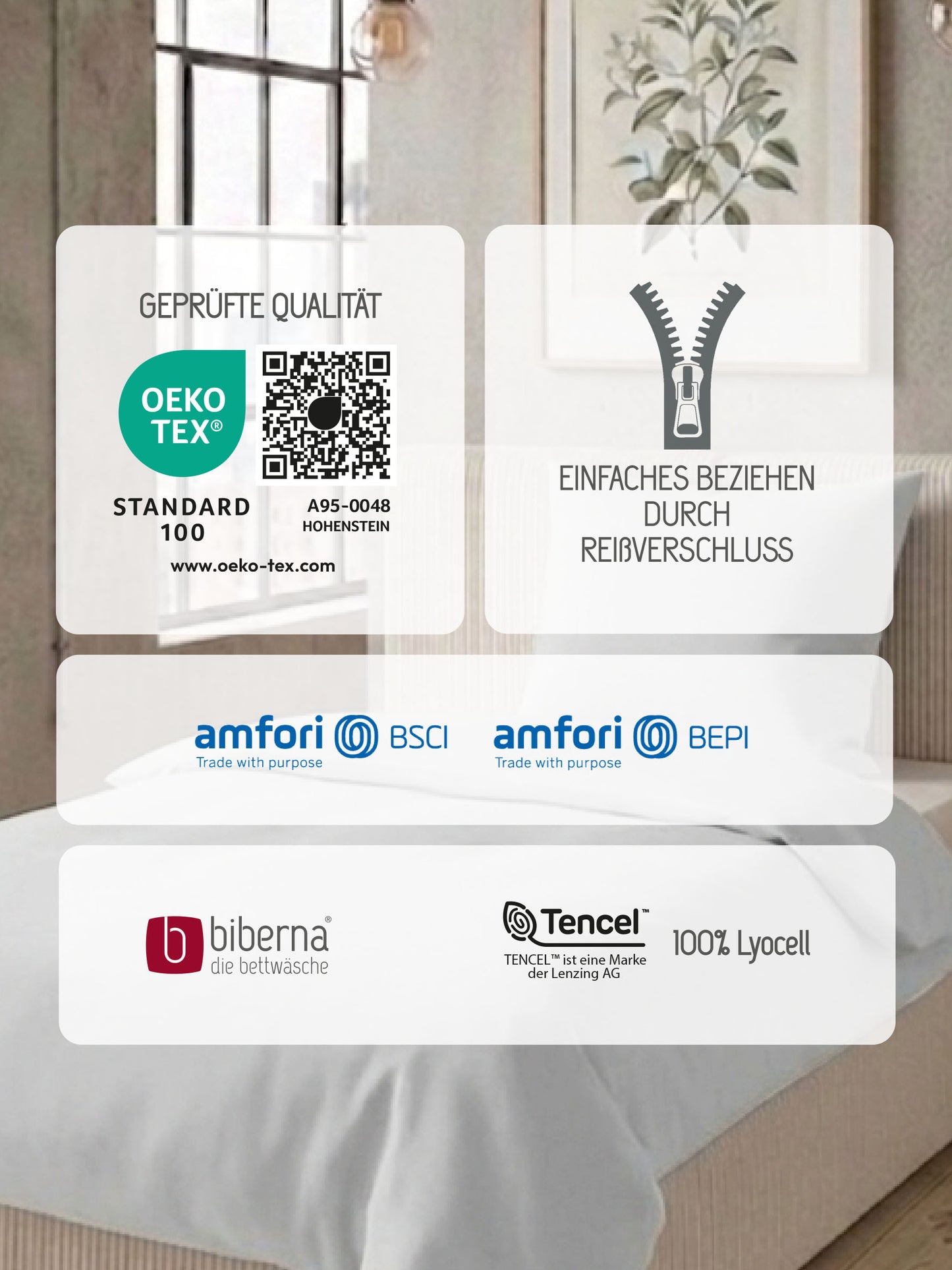 biberna Tencel Bettwäsche Silber/grau – Produktdetail