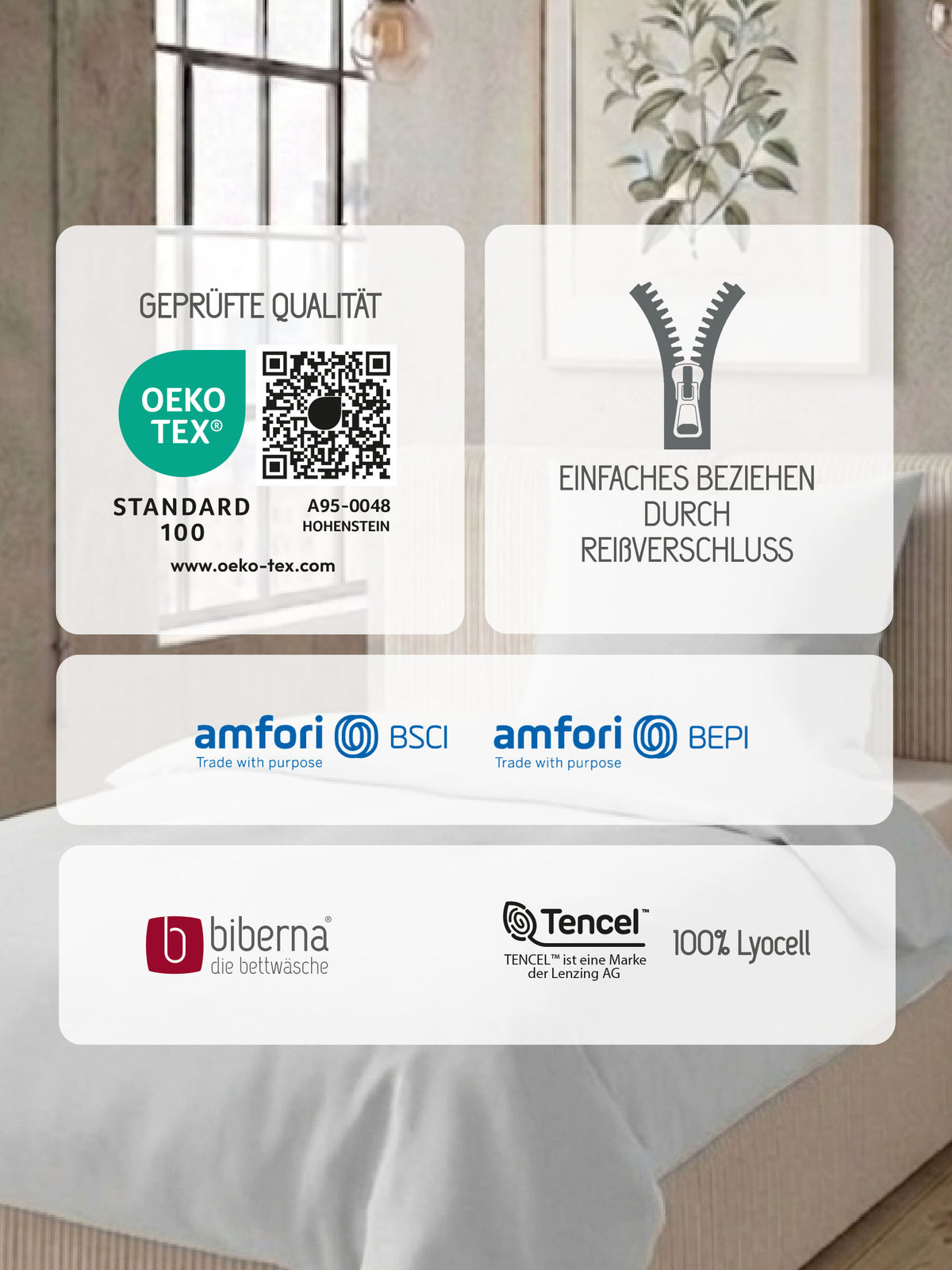 biberna Tencel Bettwäsche Silber/grau – Produktdetail