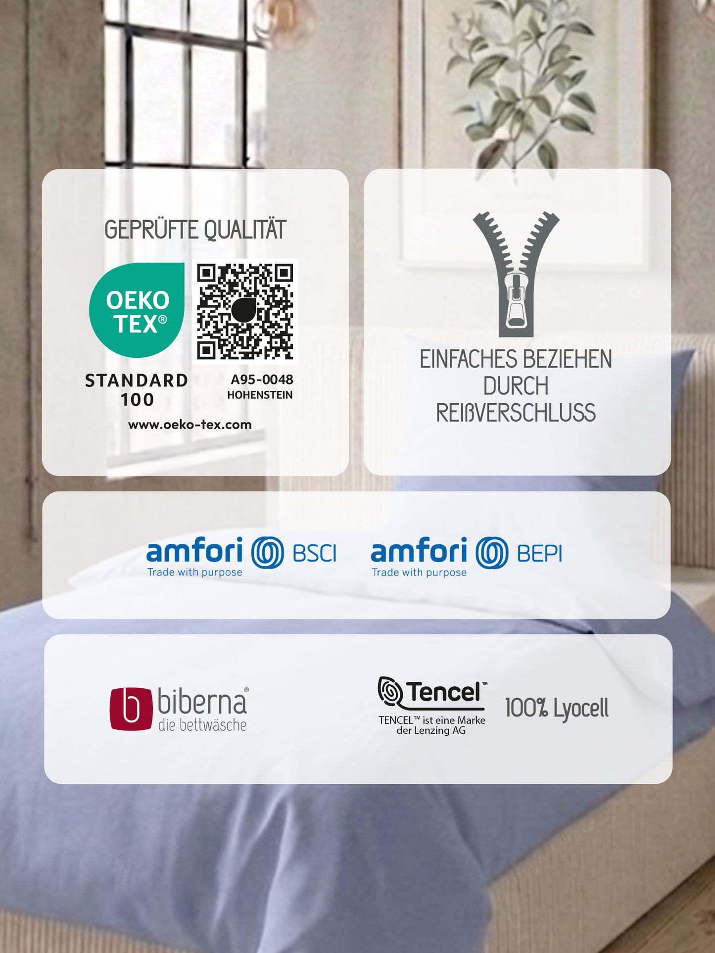 biberna Tencel Bettwäsche Eisblau – Produktdetail