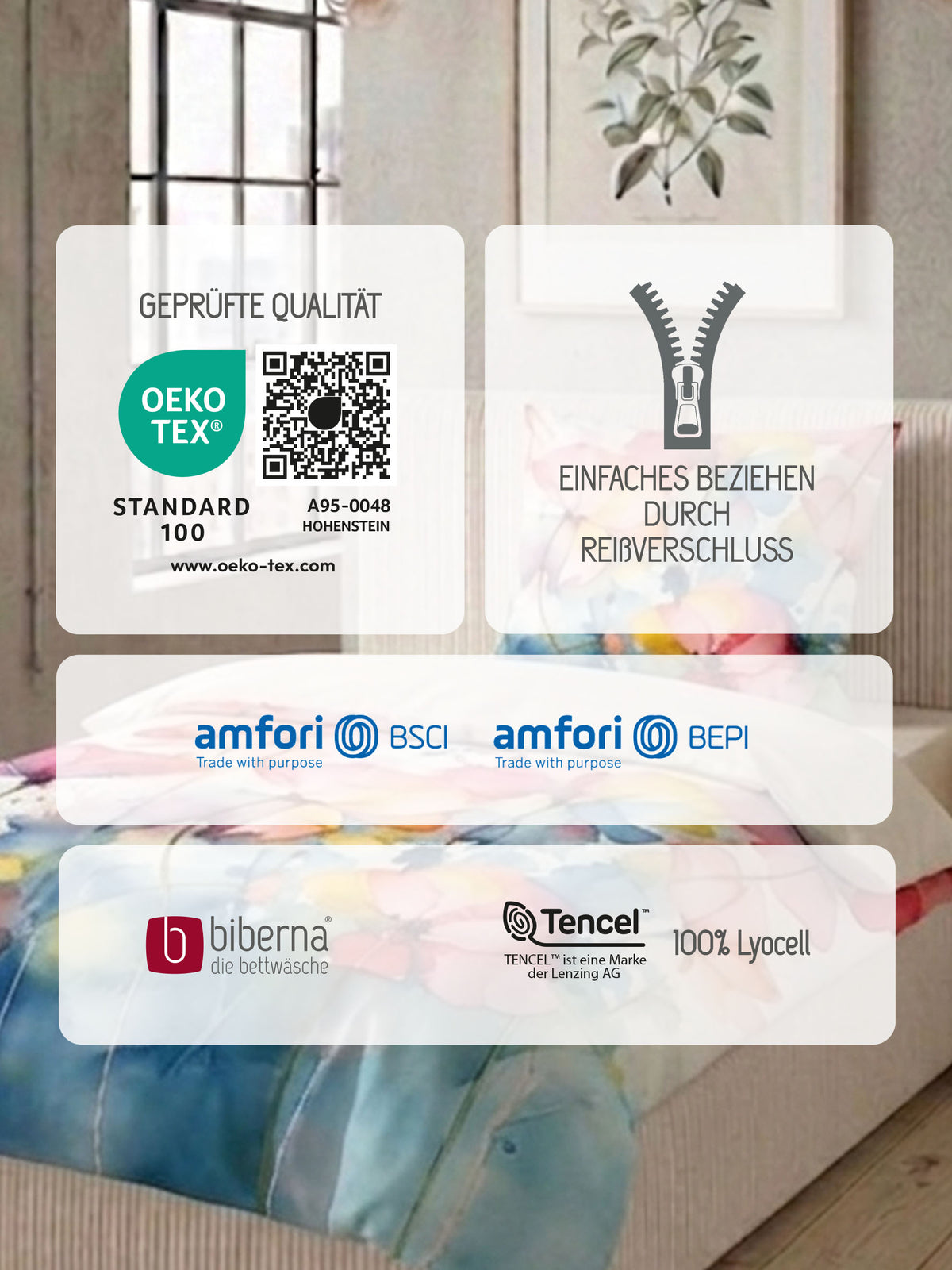 biberna Tencel Bettwäsche Taubenblau – Produktdetail