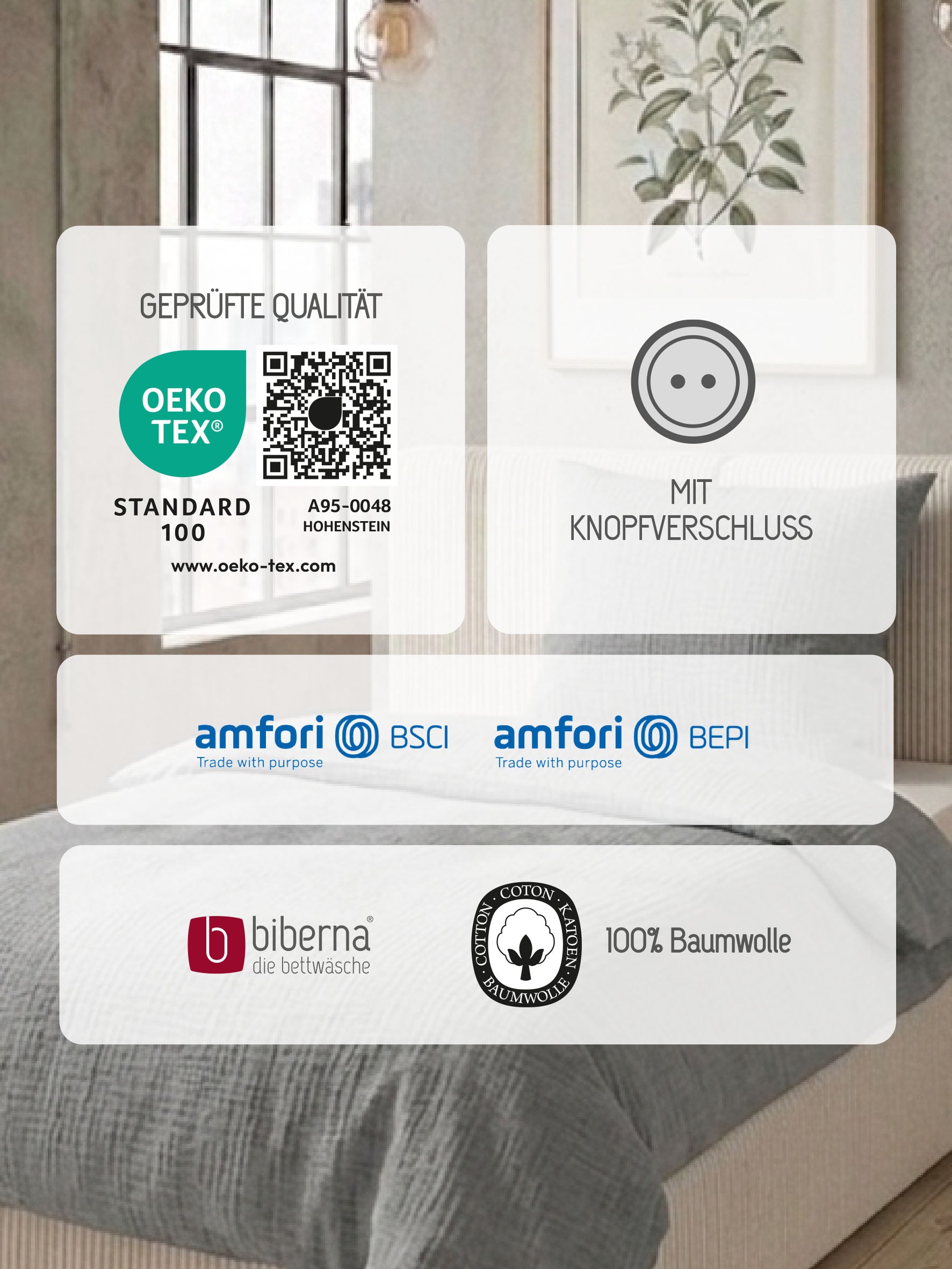 biberna Musselin Bettwäsche Sturmgrau – Produktdetail