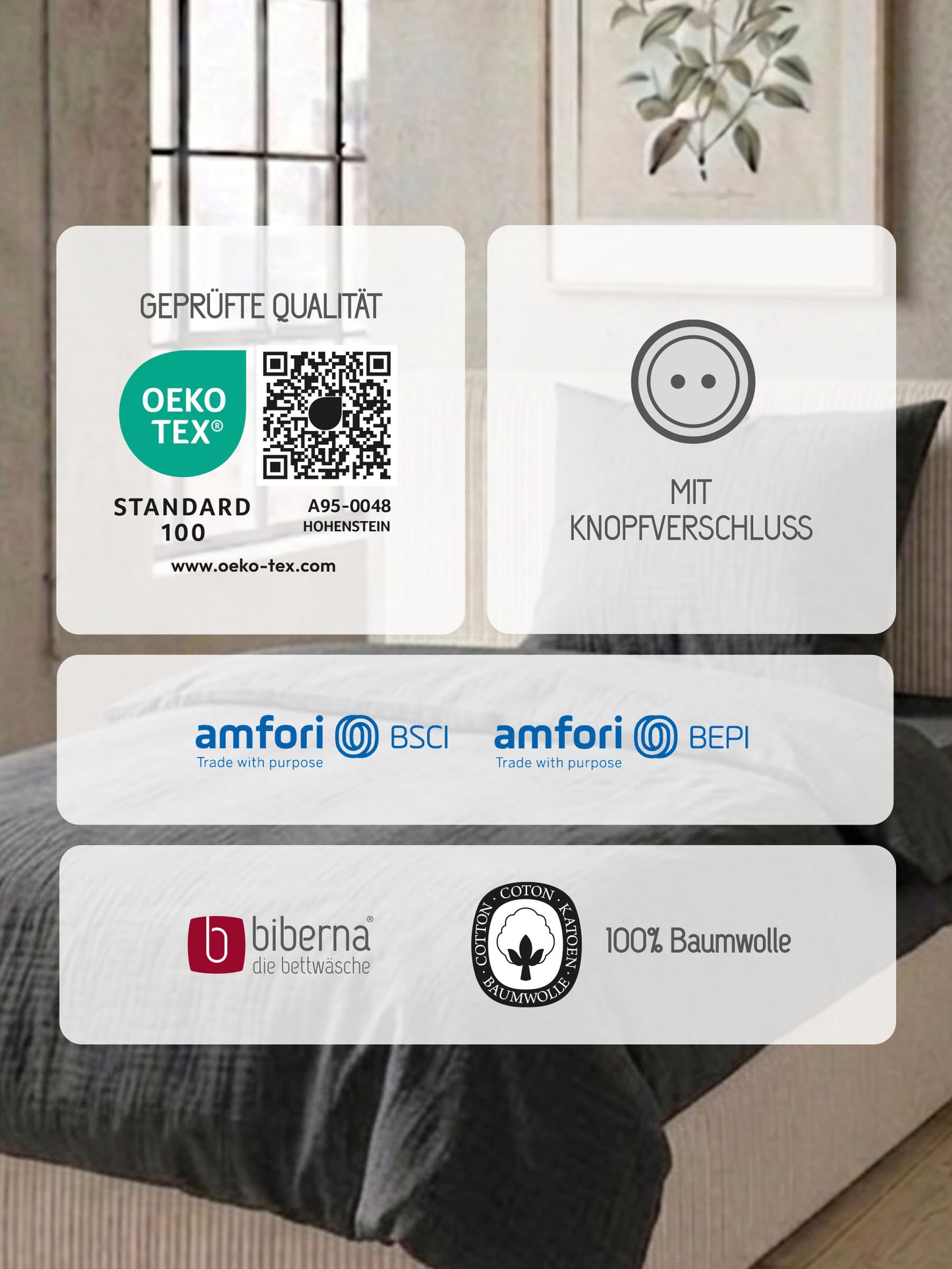 biberna Musselin Bettwäsche Titanium – Produktdetail