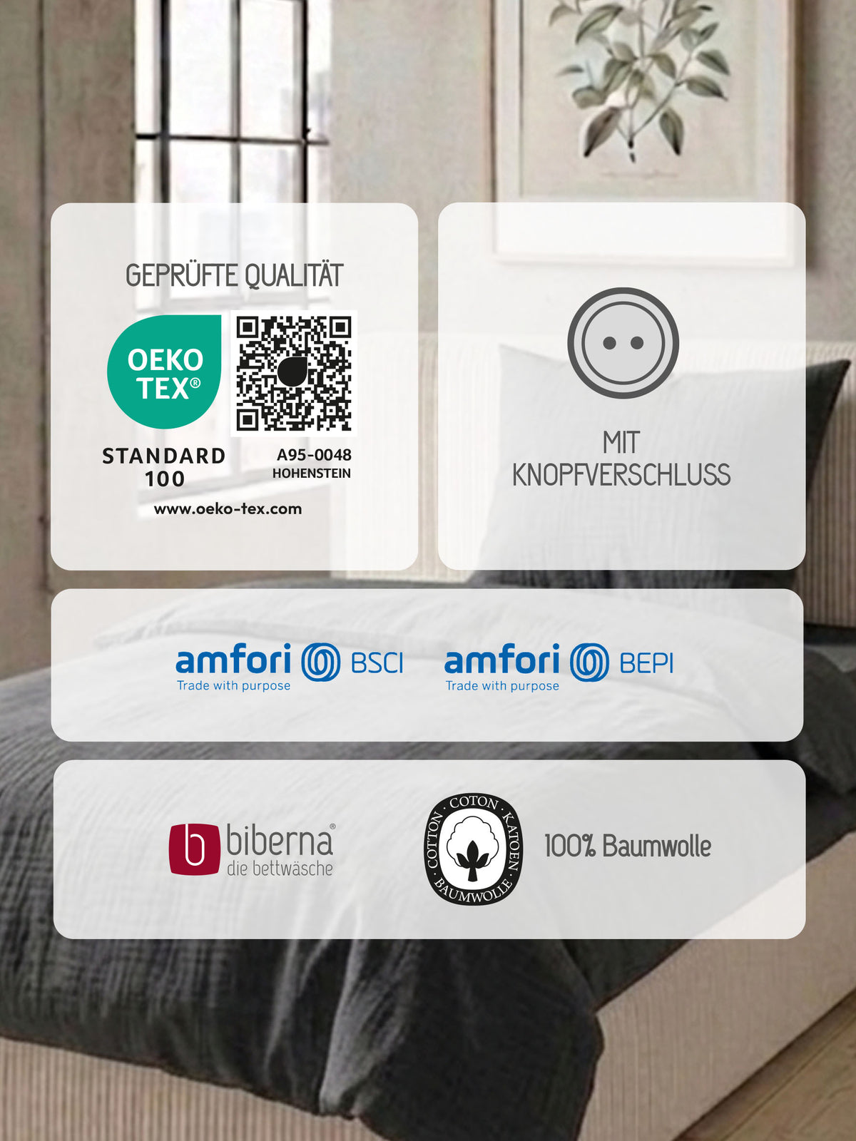 biberna Musselin Bettwäsche Titanium – Produktdetail