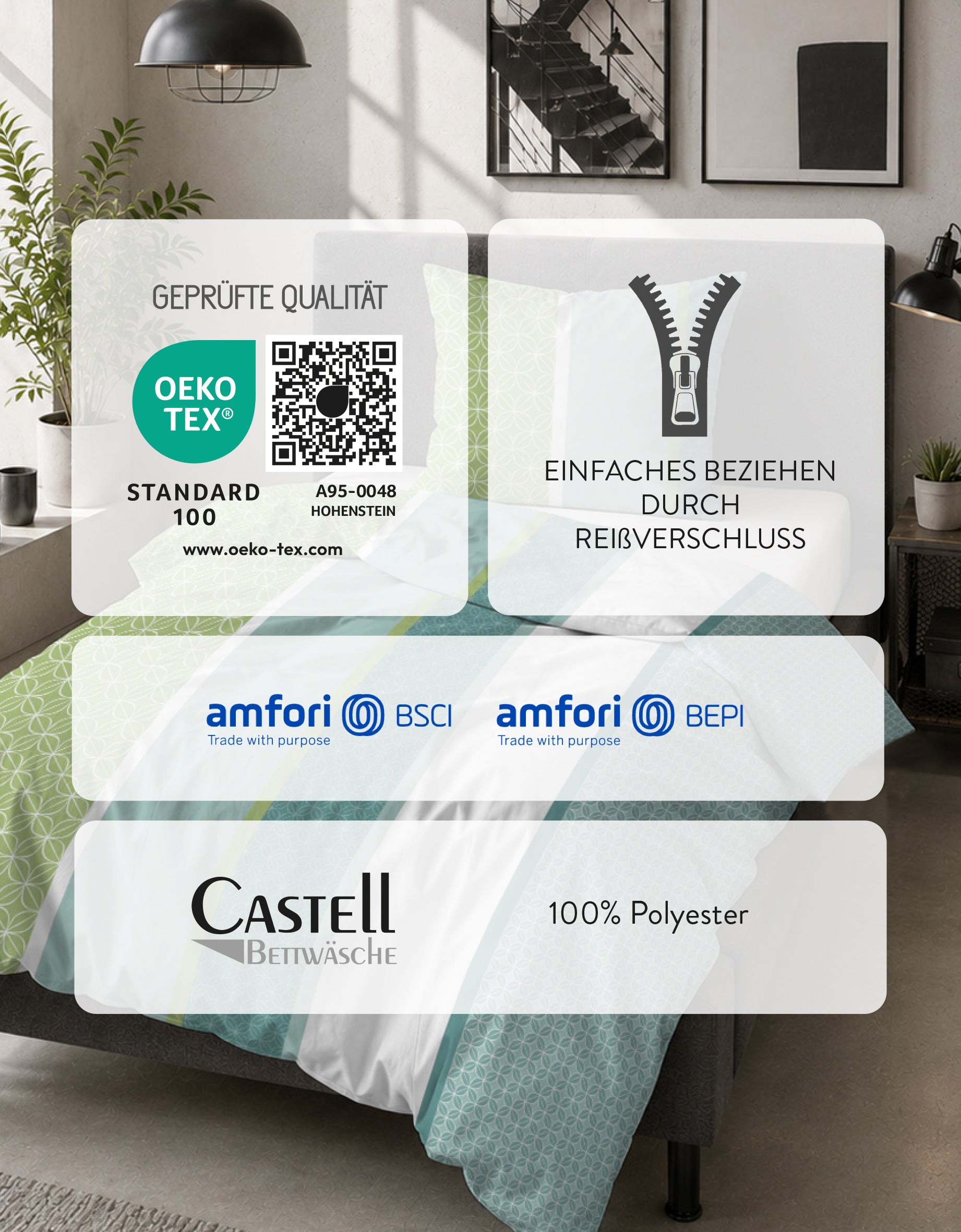 Castell Mikrofaser Bettwäsche Apfelgrün – Produktdetail