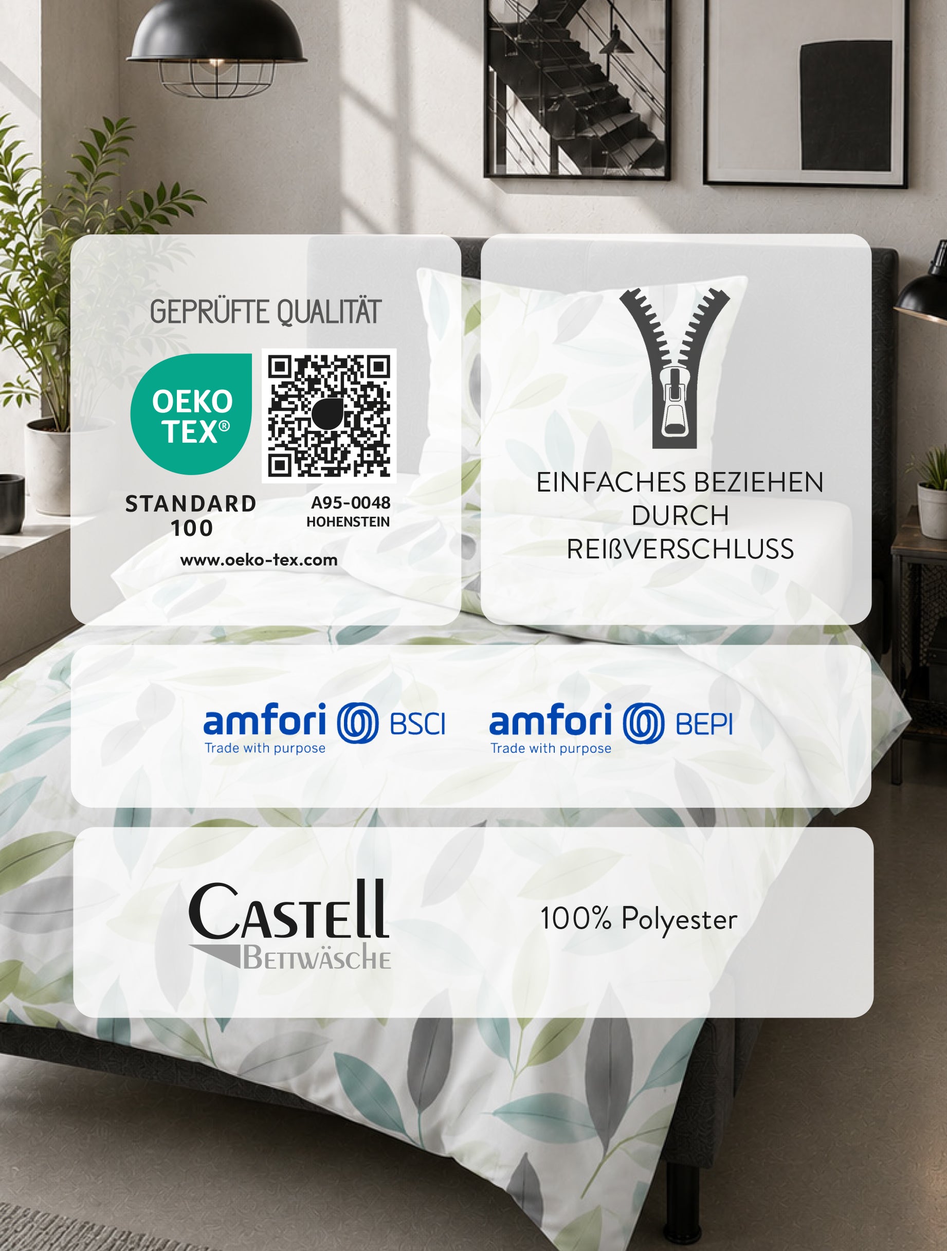 Castell Mikrofaser Bettwäsche Apfelgrün – Produktdetail