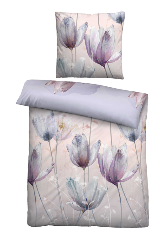 biberna Baumwoll-Satin Bettwäsche Flieder
