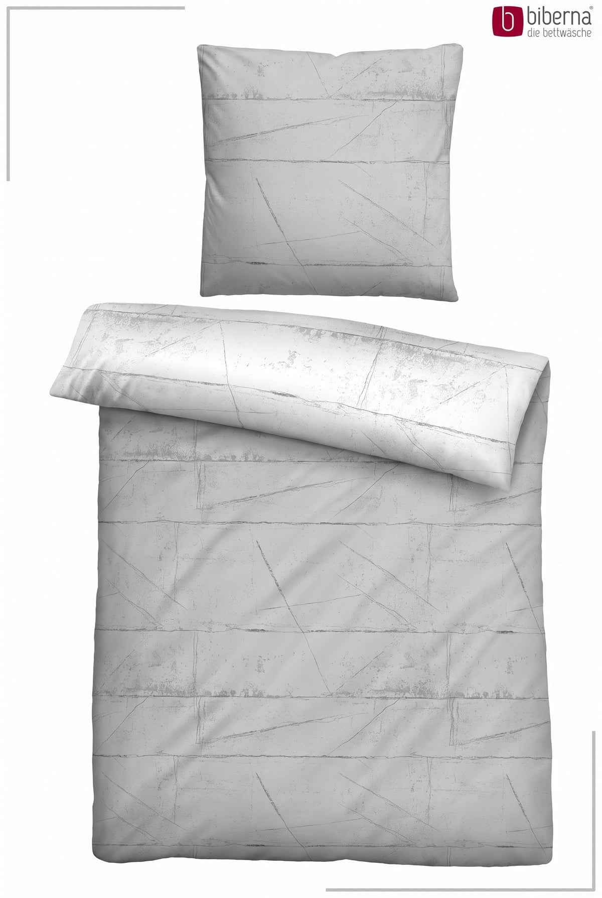 biberna Baumwoll-Satin Bettwäsche – Set flach ausgelegt